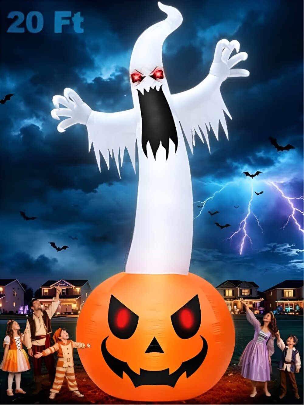 Super Giant 20 FT Halloween Inflatables Pumpkin Ghost Outdoor Decorations